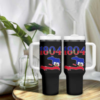 1804 Haiti Map and Flag Tumbler With Handle Haitian Heritage Pride Graphic