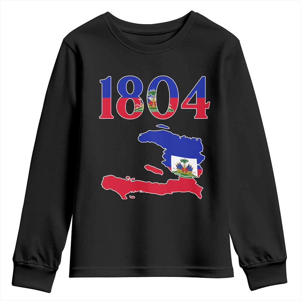 1804 Haiti Map and Flag Youth Sweatshirt Haitian Heritage Pride Graphic