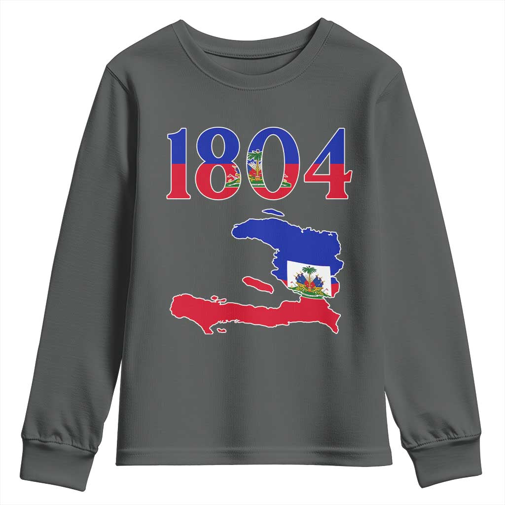 1804 Haiti Map and Flag Youth Sweatshirt Haitian Heritage Pride Graphic