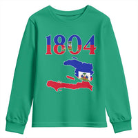 1804 Haiti Map and Flag Youth Sweatshirt Haitian Heritage Pride Graphic