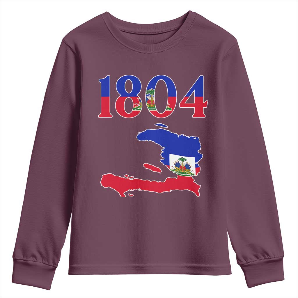1804 Haiti Map and Flag Youth Sweatshirt Haitian Heritage Pride Graphic