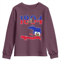 1804 Haiti Map and Flag Youth Sweatshirt Haitian Heritage Pride Graphic