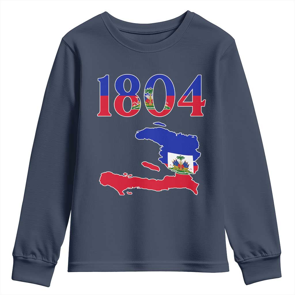 1804 Haiti Map and Flag Youth Sweatshirt Haitian Heritage Pride Graphic