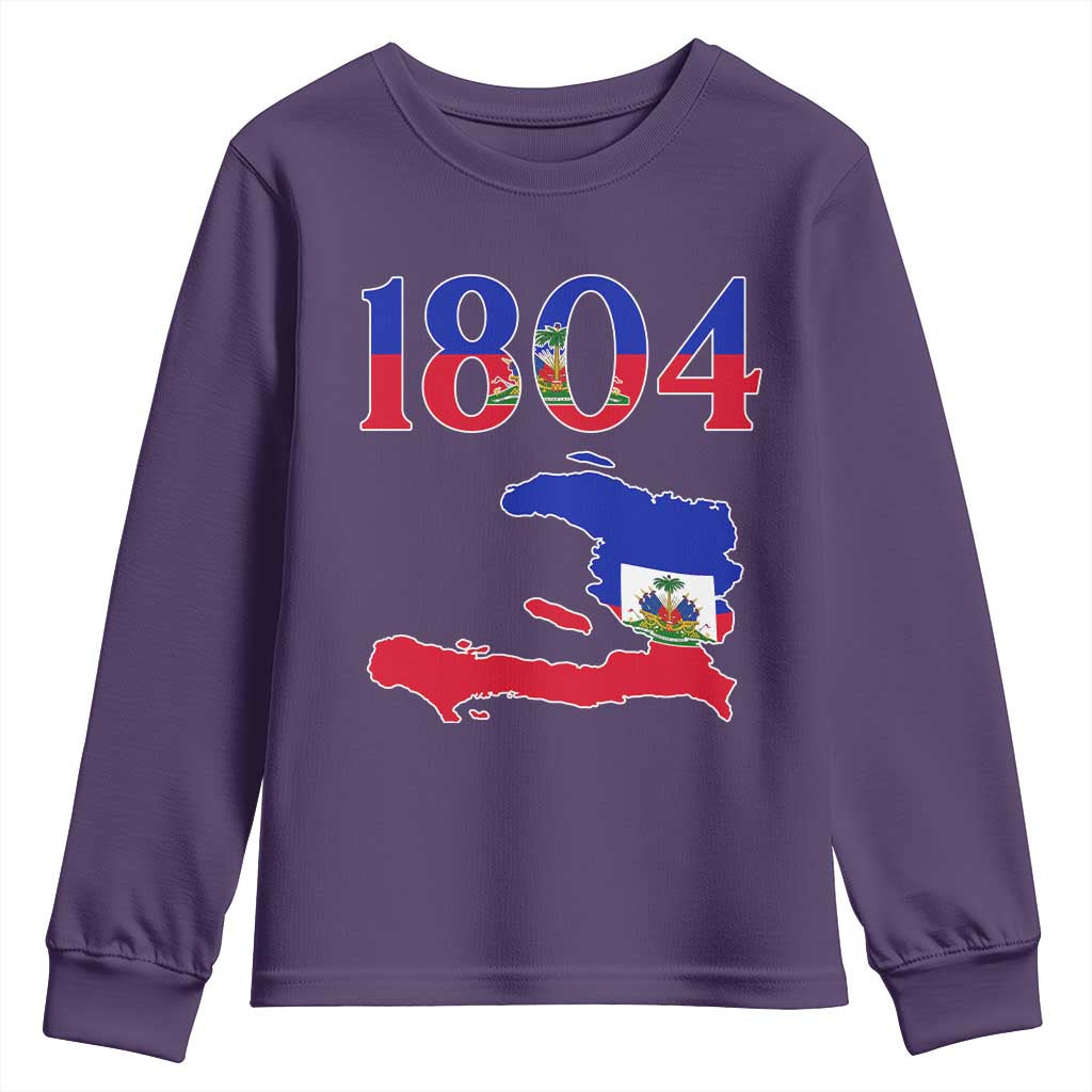 1804 Haiti Map and Flag Youth Sweatshirt Haitian Heritage Pride Graphic