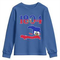 1804 Haiti Map and Flag Youth Sweatshirt Haitian Heritage Pride Graphic
