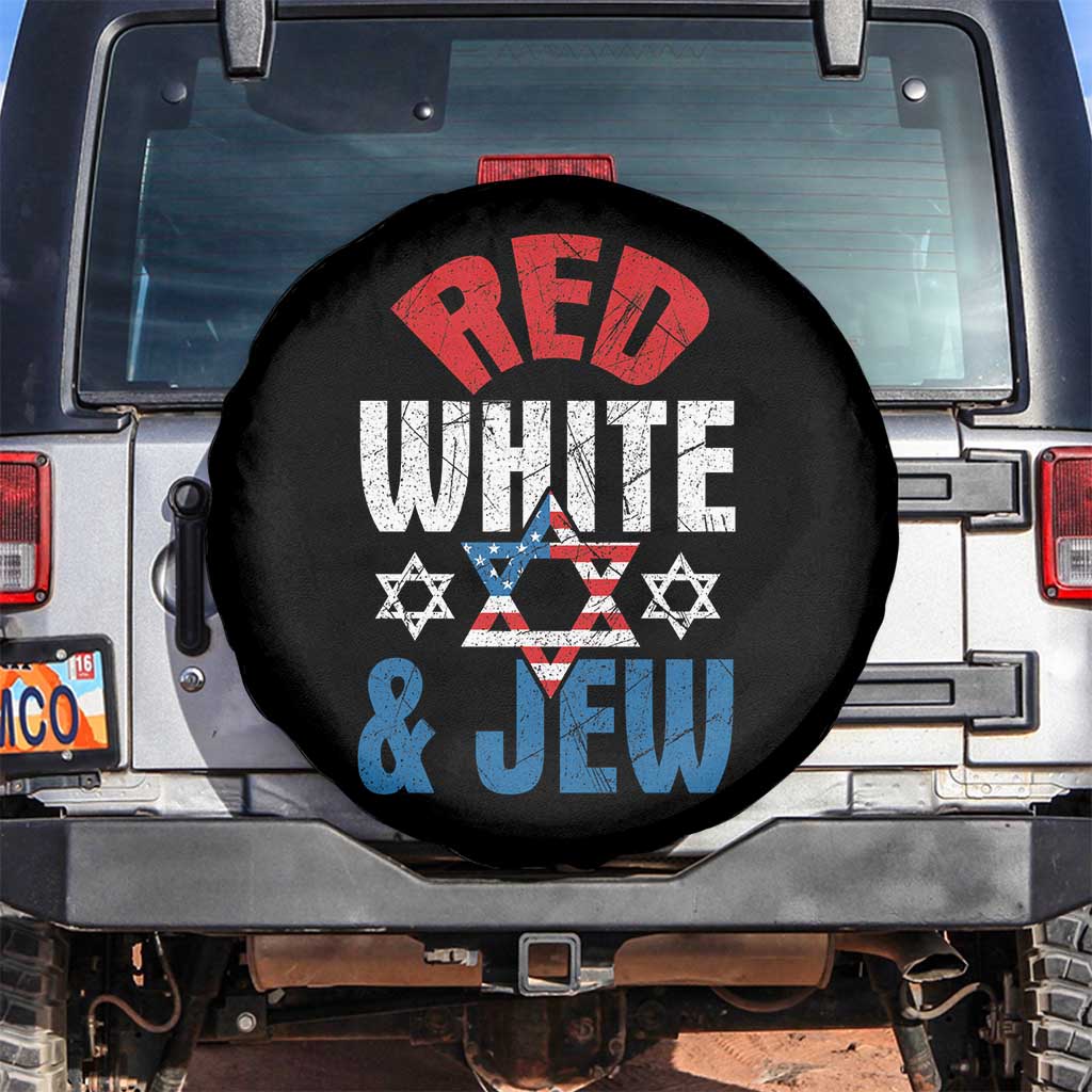 Red White and Jew Spare Tire Cover Funny Jewish Patriotic 4th of July Star Of David - Wonder Print Shop