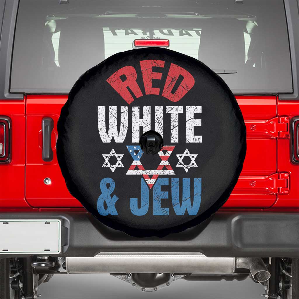 Red White and Jew Spare Tire Cover Funny Jewish Patriotic 4th of July Star Of David - Wonder Print Shop