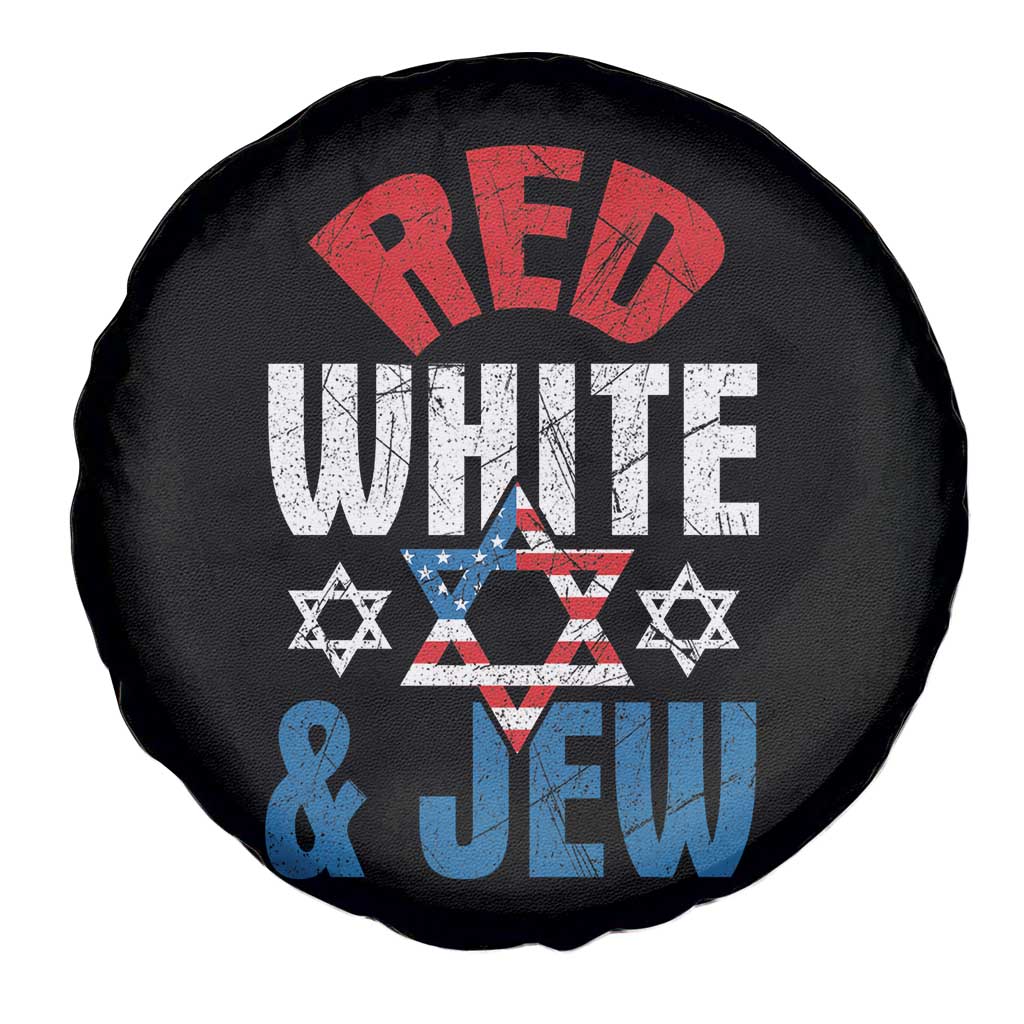 Red White and Jew Spare Tire Cover Funny Jewish Patriotic 4th of July Star Of David - Wonder Print Shop