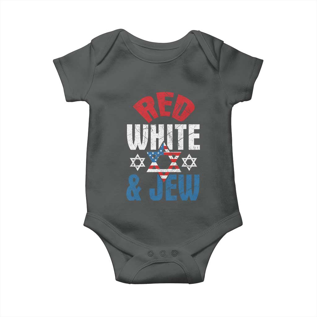 Red White and Jew Baby Onesie Funny Jewish Patriotic 4th of July Star Of David - Wonder Print Shop