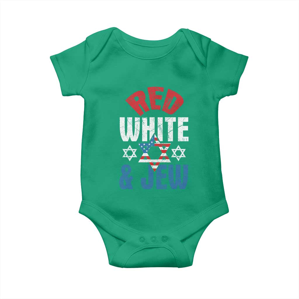 Red White and Jew Baby Onesie Funny Jewish Patriotic 4th of July Star Of David - Wonder Print Shop
