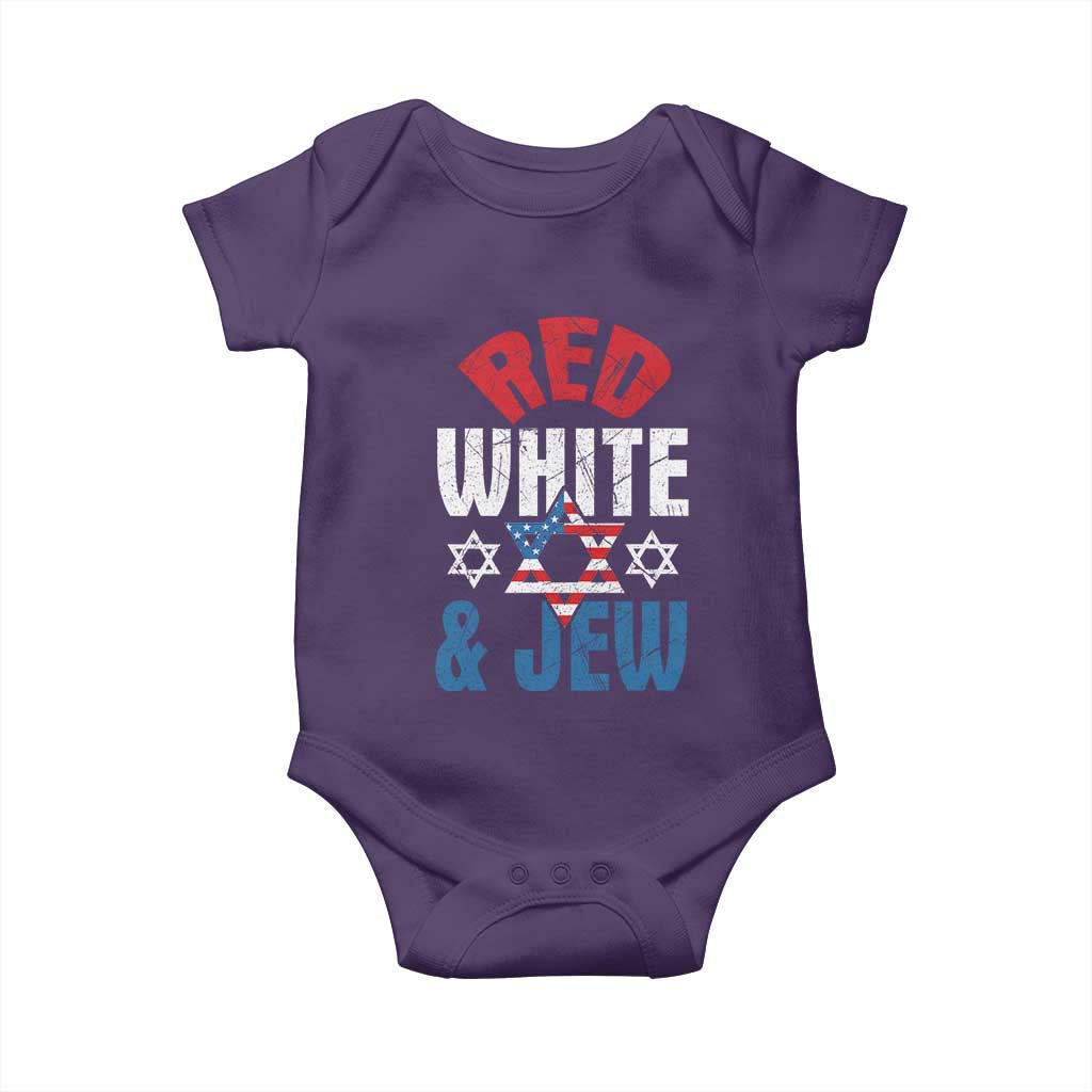 Red White and Jew Baby Onesie Funny Jewish Patriotic 4th of July Star Of David - Wonder Print Shop