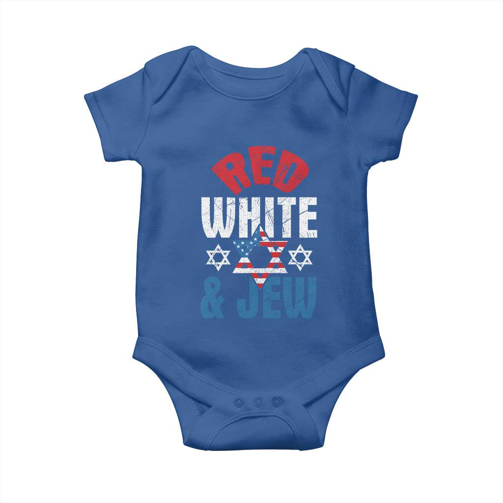 Red White and Jew Baby Onesie Funny Jewish Patriotic 4th of July Star Of David - Wonder Print Shop