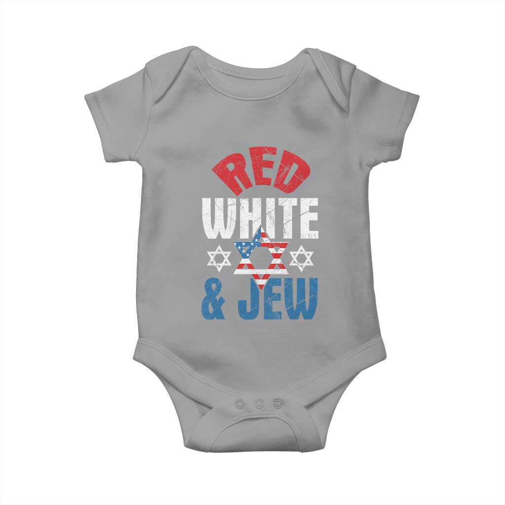 Red White and Jew Baby Onesie Funny Jewish Patriotic 4th of July Star Of David - Wonder Print Shop