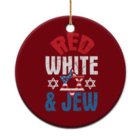 Red White and Jew Ceramic Ornament Funny Jewish Patriotic 4th of July Star Of David - Wonder Print Shop