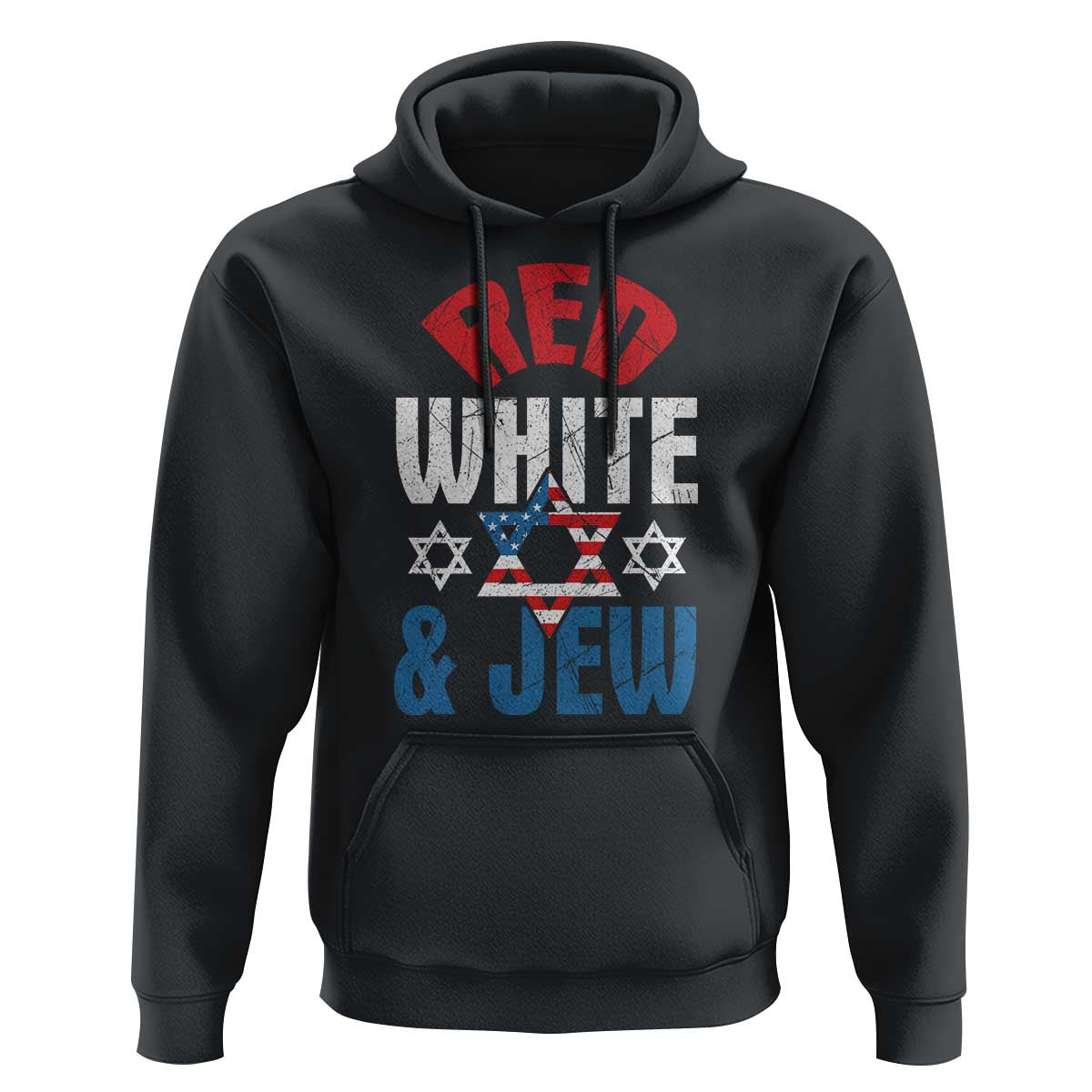 Red White and Jew Hoodie Funny Jewish Patriotic 4th of July Star Of David - Wonder Print Shop
