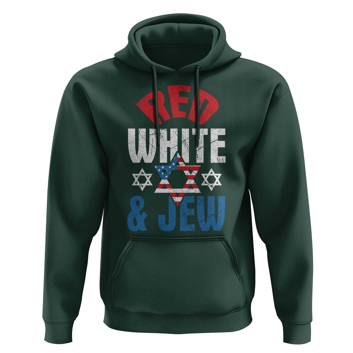 Red White and Jew Hoodie Funny Jewish Patriotic 4th of July Star Of David - Wonder Print Shop