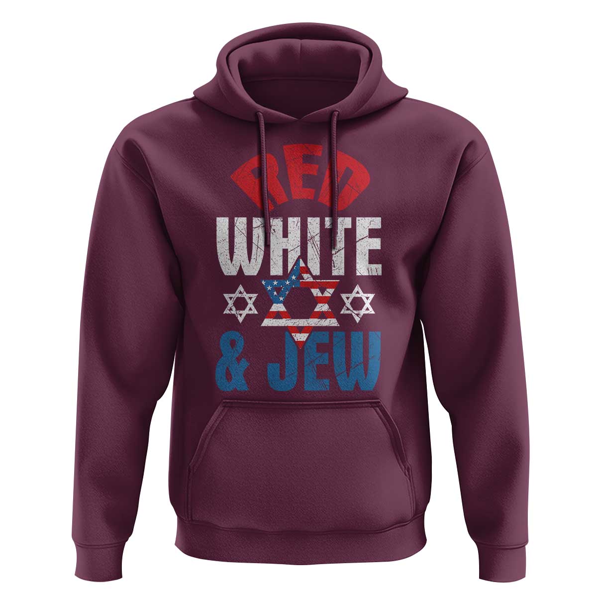 Red White and Jew Hoodie Funny Jewish Patriotic 4th of July Star Of David - Wonder Print Shop