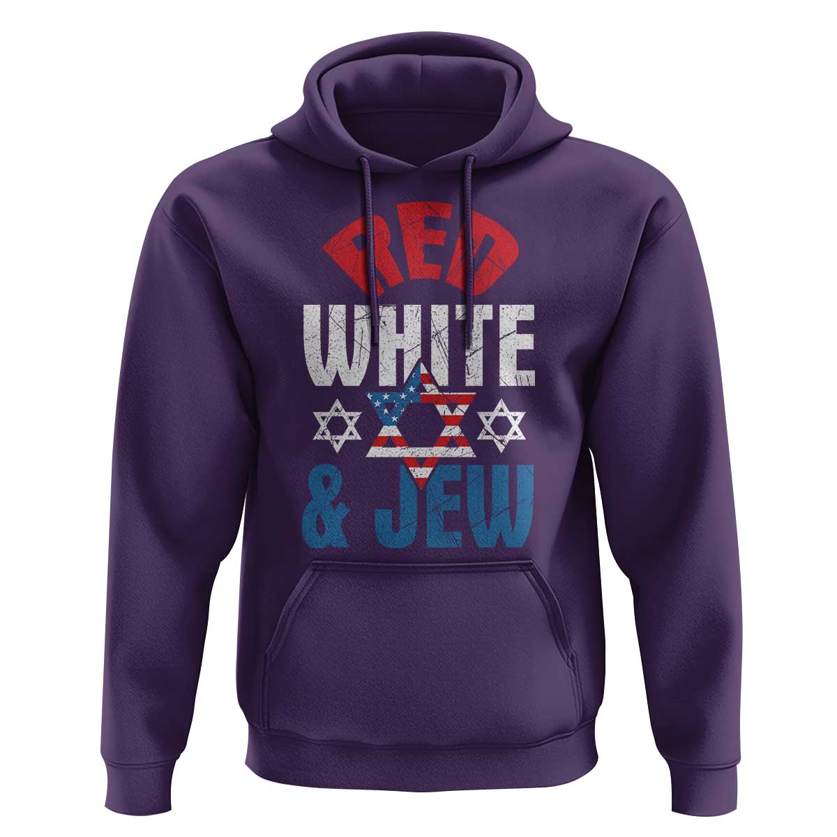 Red White and Jew Hoodie Funny Jewish Patriotic 4th of July Star Of David - Wonder Print Shop