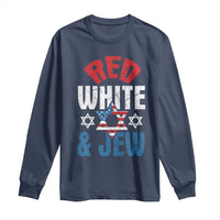 Red White and Jew Long Sleeve Shirt Funny Jewish Patriotic 4th of July Star Of David - Wonder Print Shop