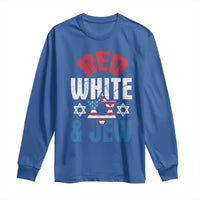 Red White and Jew Long Sleeve Shirt Funny Jewish Patriotic 4th of July Star Of David - Wonder Print Shop
