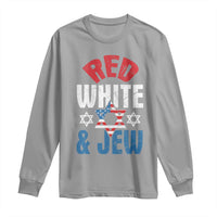 Red White and Jew Long Sleeve Shirt Funny Jewish Patriotic 4th of July Star Of David - Wonder Print Shop