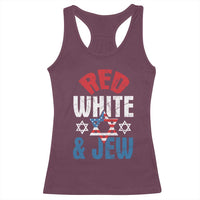 Red White and Jew Racerback Tank Top Funny Jewish Patriotic 4th of July Star Of David - Wonder Print Shop