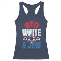 Red White and Jew Racerback Tank Top Funny Jewish Patriotic 4th of July Star Of David - Wonder Print Shop