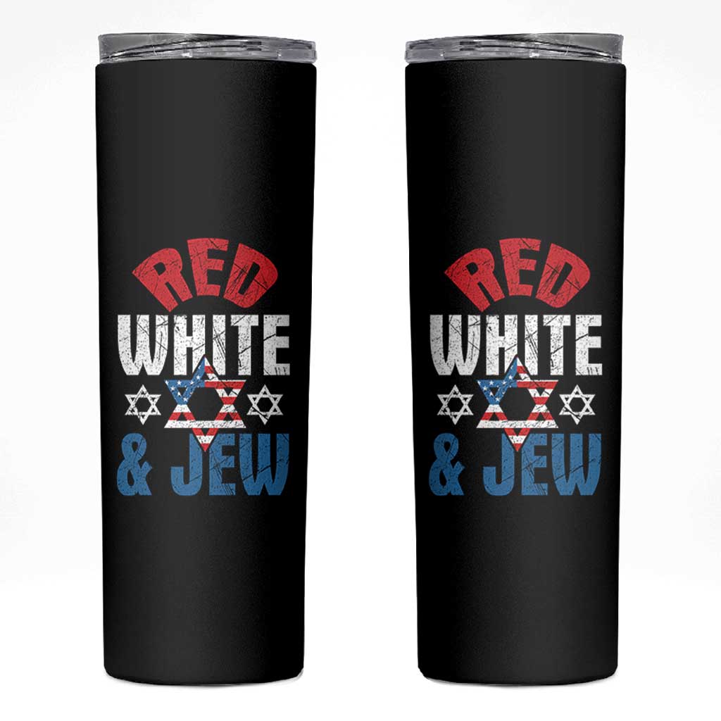 Red White and Jew Skinny Tumbler Funny Jewish Patriotic 4th of July Star Of David - Wonder Print Shop