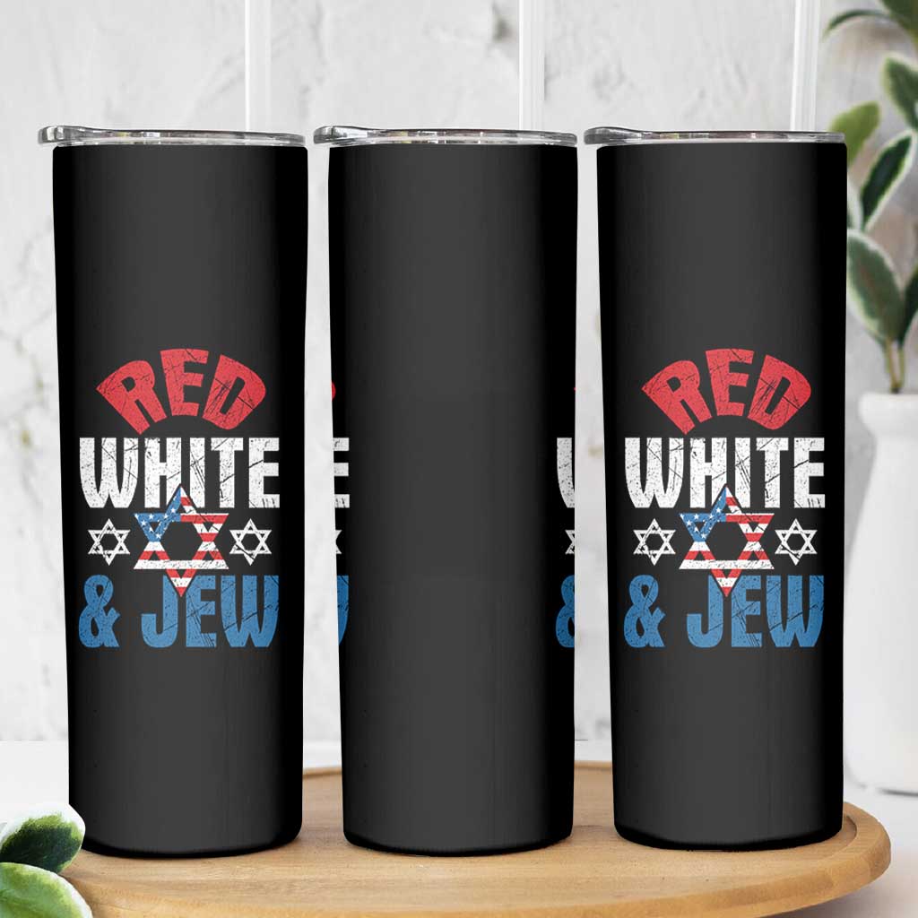 Red White and Jew Skinny Tumbler Funny Jewish Patriotic 4th of July Star Of David - Wonder Print Shop