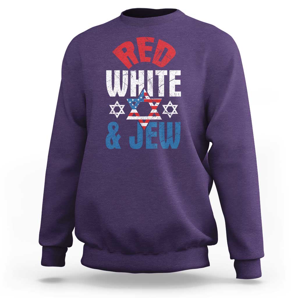 Red White and Jew Sweatshirt Funny Jewish Patriotic 4th of July Star Of David - Wonder Print Shop