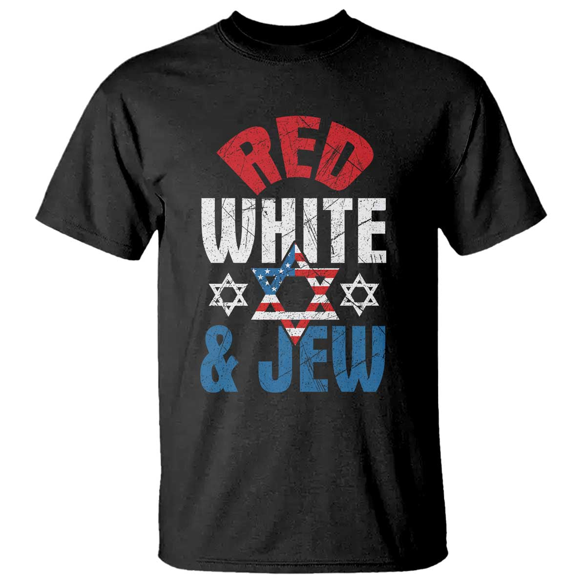 Red White and Jew T Shirt Funny Jewish Patriotic 4th of July Star Of David - Wonder Print Shop