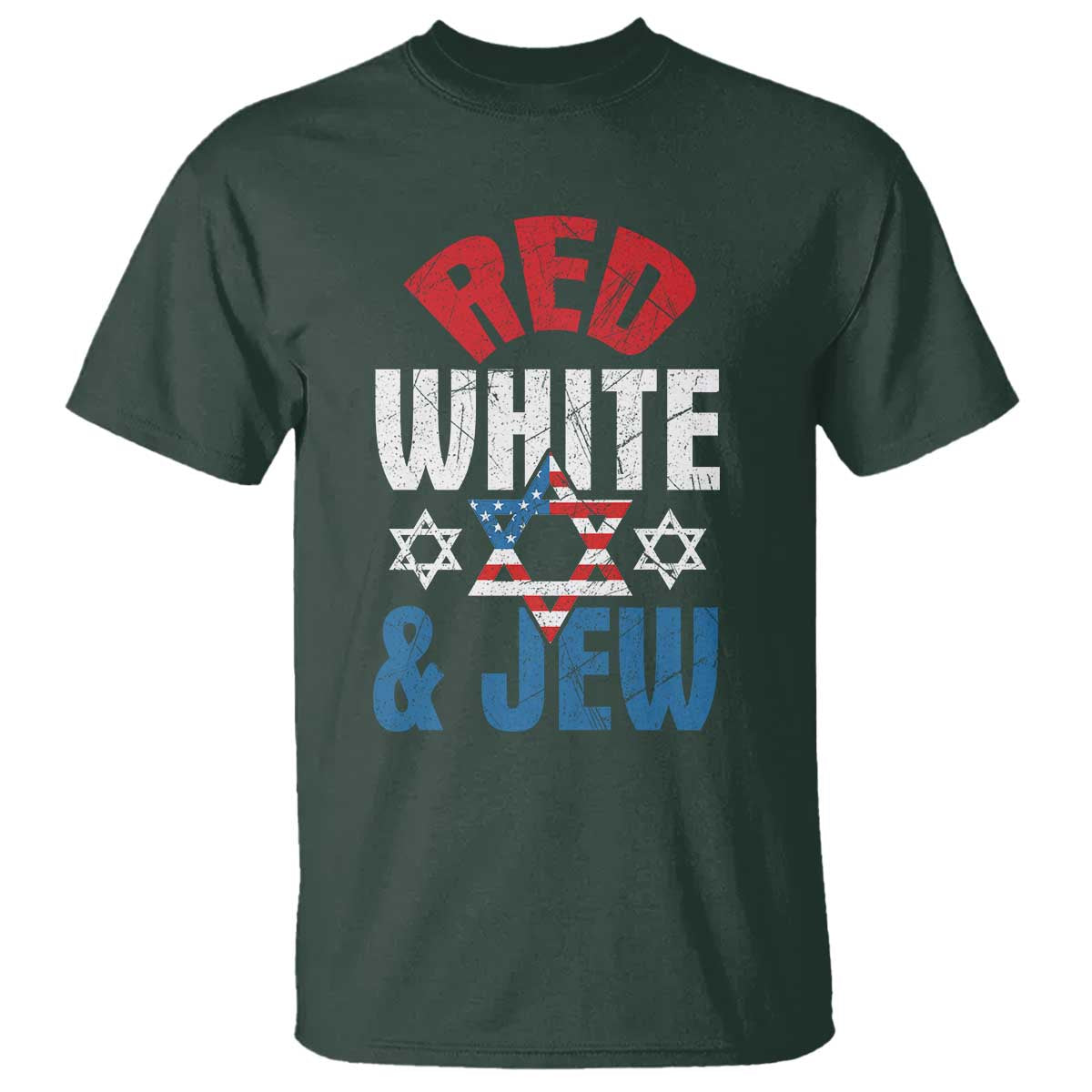 Red White and Jew T Shirt Funny Jewish Patriotic 4th of July Star Of David - Wonder Print Shop