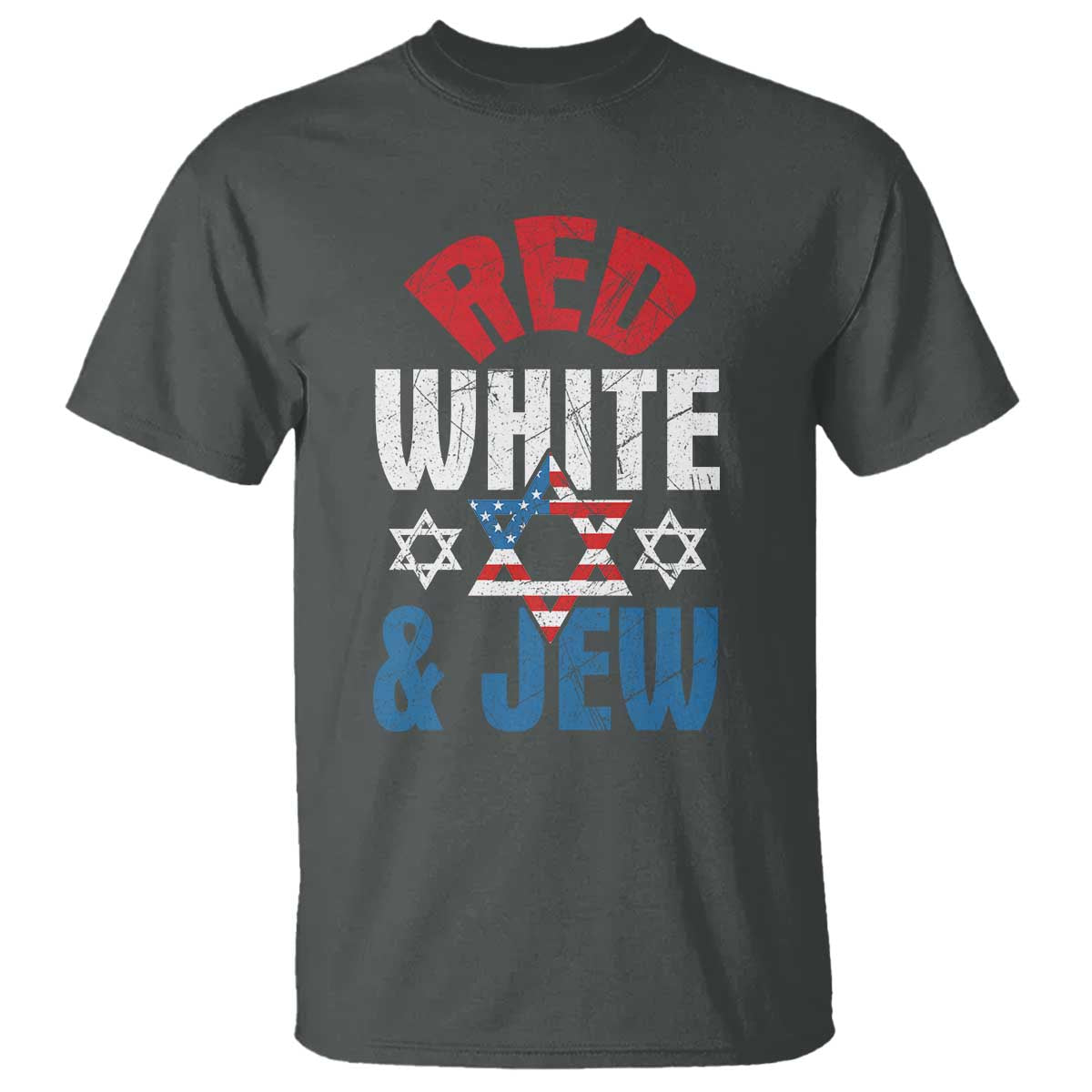 Red White and Jew T Shirt Funny Jewish Patriotic 4th of July Star Of David - Wonder Print Shop