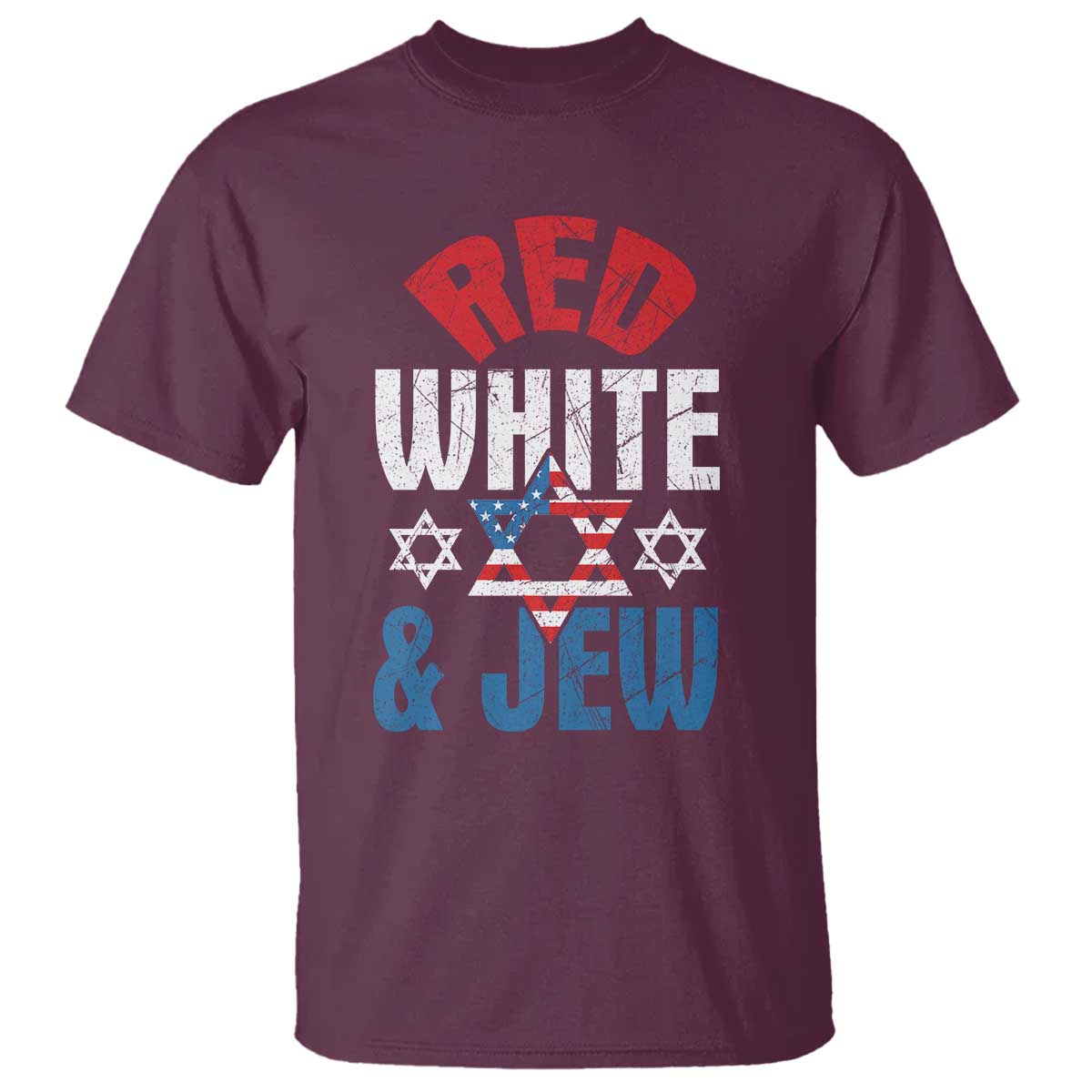 Red White and Jew T Shirt Funny Jewish Patriotic 4th of July Star Of David - Wonder Print Shop