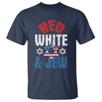 Red White and Jew T Shirt Funny Jewish Patriotic 4th of July Star Of David - Wonder Print Shop