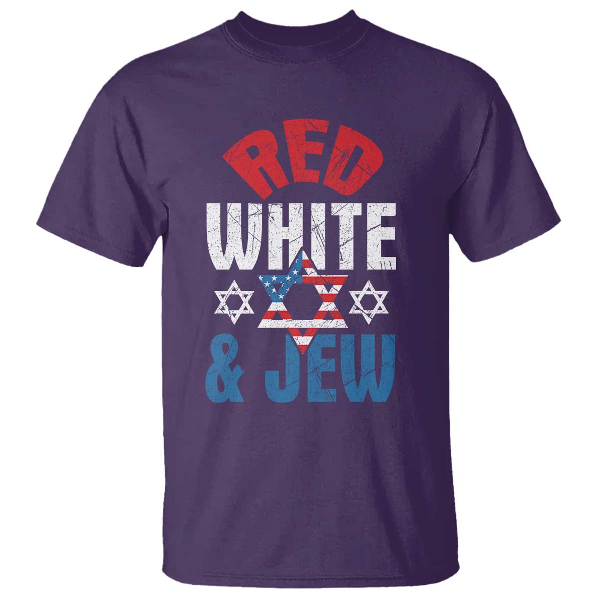 Red White and Jew T Shirt Funny Jewish Patriotic 4th of July Star Of David - Wonder Print Shop