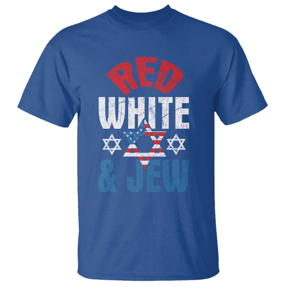 Red White and Jew T Shirt Funny Jewish Patriotic 4th of July Star Of David - Wonder Print Shop