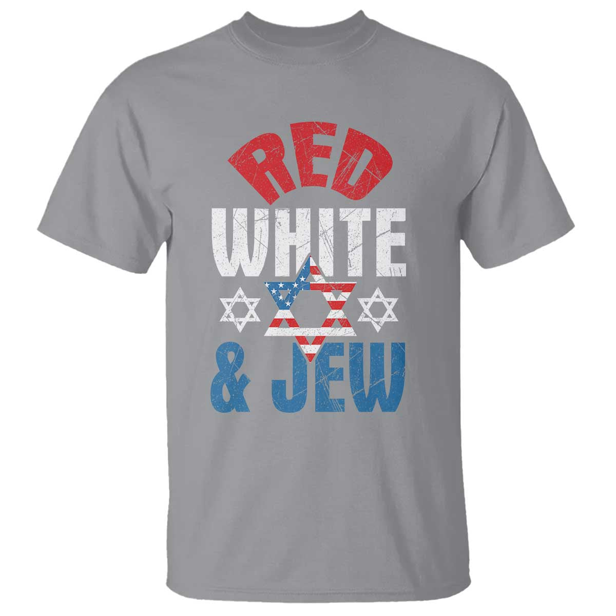 Red White and Jew T Shirt Funny Jewish Patriotic 4th of July Star Of David - Wonder Print Shop