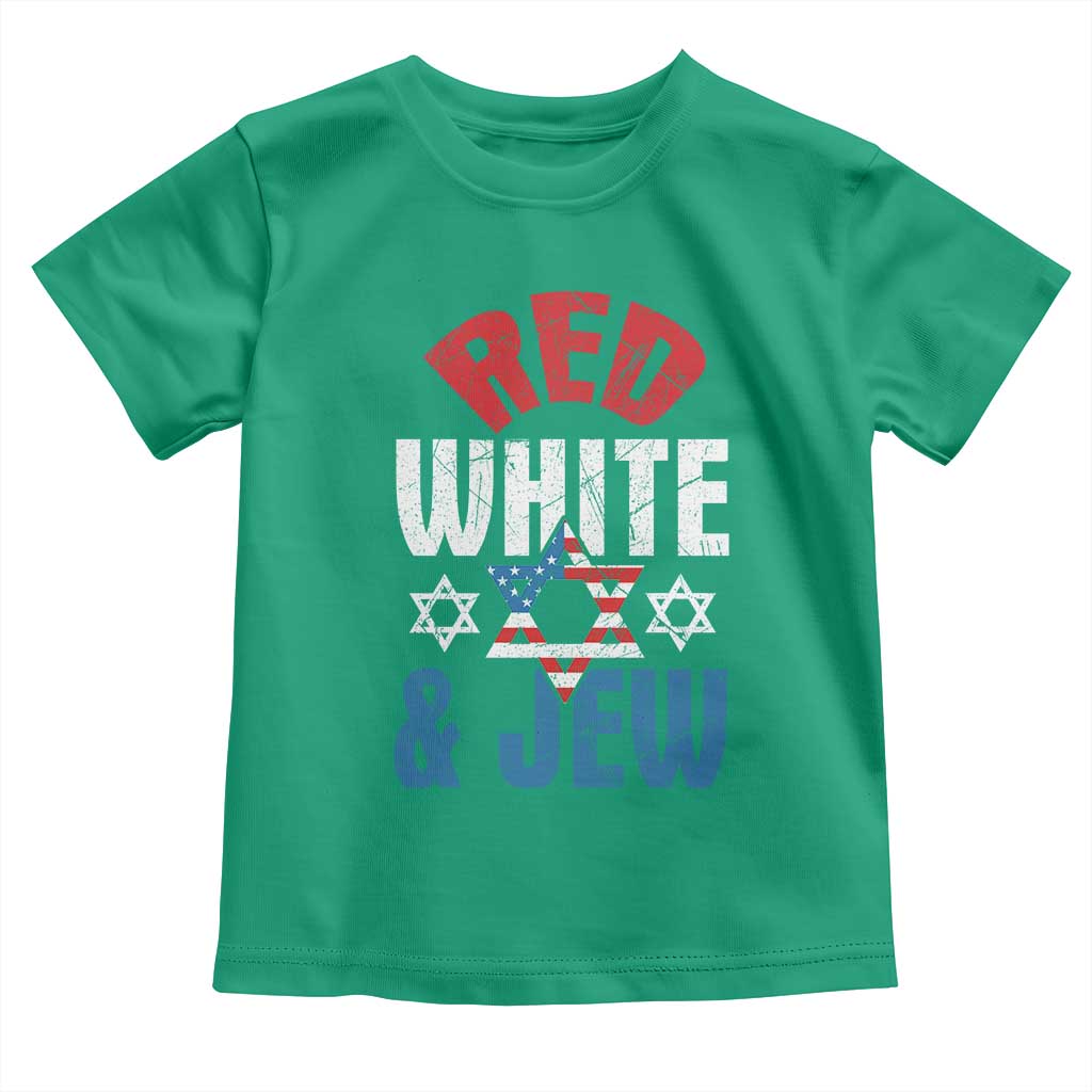 Red White and Jew Toddler T Shirt Funny Jewish Patriotic 4th of July Star Of David - Wonder Print Shop