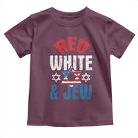 Red White and Jew Toddler T Shirt Funny Jewish Patriotic 4th of July Star Of David - Wonder Print Shop