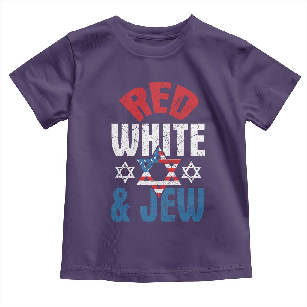 Red White and Jew Toddler T Shirt Funny Jewish Patriotic 4th of July Star Of David - Wonder Print Shop