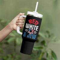 Red White and Jew Tumbler With Handle Funny Jewish Patriotic 4th of July Star Of David - Wonder Print Shop