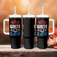 Red White and Jew Tumbler With Handle Funny Jewish Patriotic 4th of July Star Of David - Wonder Print Shop