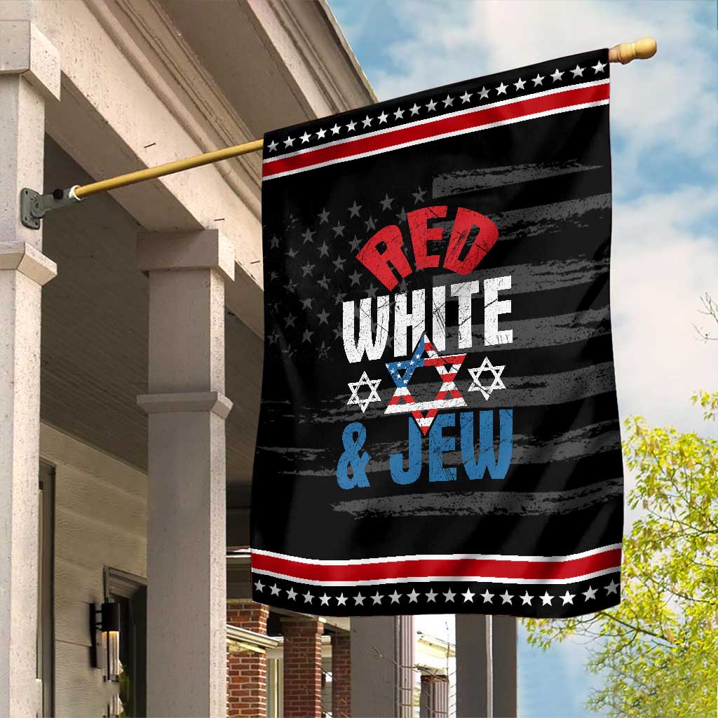 Red White and Jew Garden Flag Funny Jewish Patriotic 4th of July Star Of David