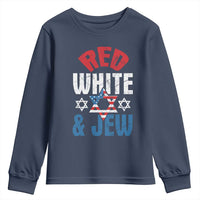Red White and Jew Youth Sweatshirt Funny Jewish Patriotic 4th of July Star Of David - Wonder Print Shop