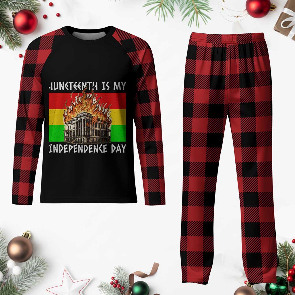 Juneteenth Is My Independence Day Plaid Pajama Set Bold Afro Liberation Pan-African Flag - Wonder Print Shop