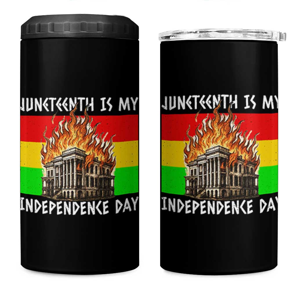 Juneteenth Is My Independence Day 4 in 1 Can Cooler Tumbler Bold Afro Liberation Pan-African Flag - Wonder Print Shop