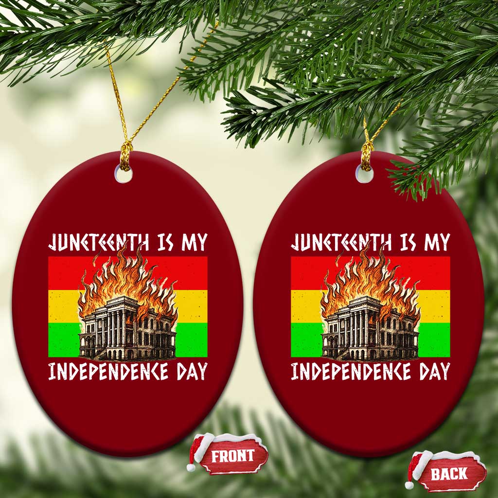 Juneteenth Is My Independence Day Ceramic Ornament Bold Afro Liberation Pan-African Flag - Wonder Print Shop