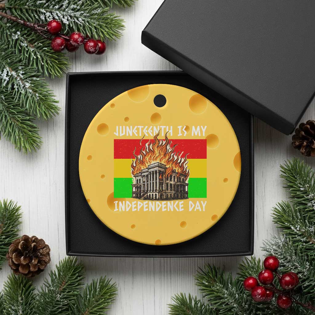 Juneteenth Is My Independence Day Ceramic Ornament Bold Afro Liberation Pan-African Flag - Wonder Print Shop