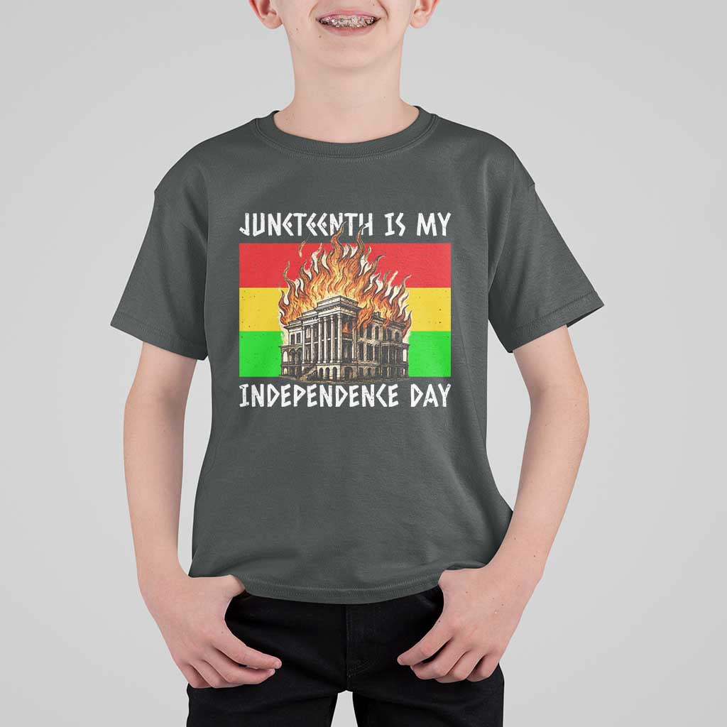 Juneteenth Is My Independence Day T Shirt For Kid Bold Afro Liberation Pan-African Flag - Wonder Print Shop